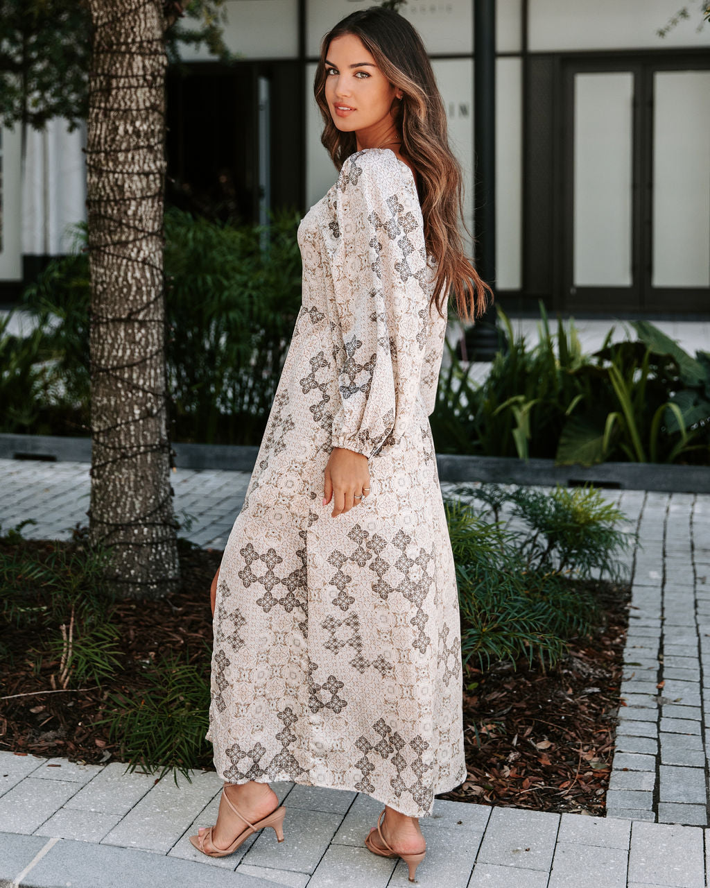 Reyna Printed Slit Maxi Dress