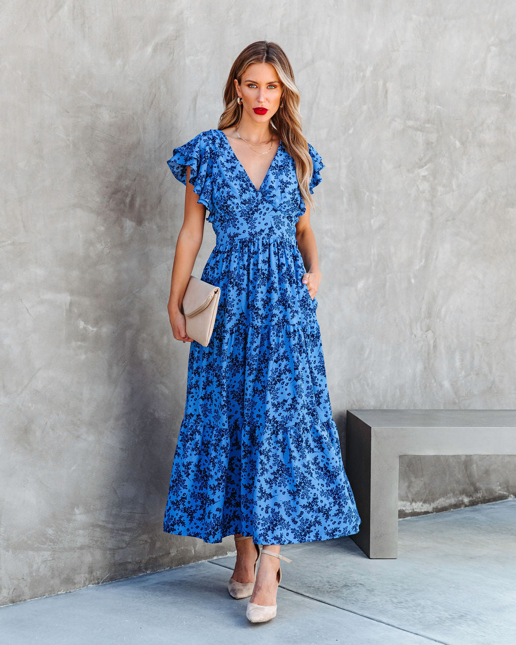 Perfect Pick Pocketed Floral Midi Dress