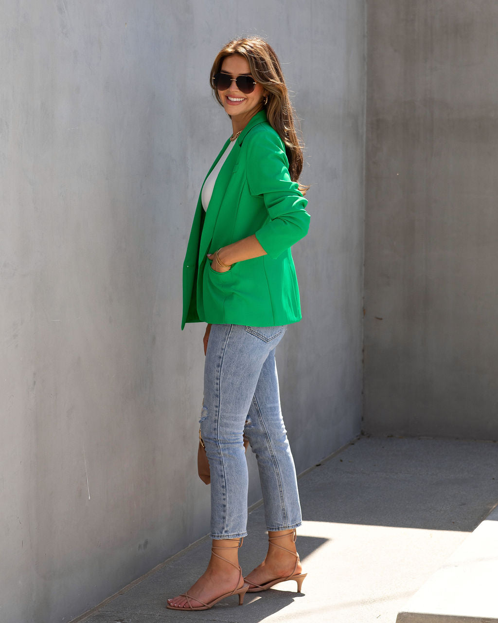Long Shot Pocketed Blazer - Kelly Green - SALE