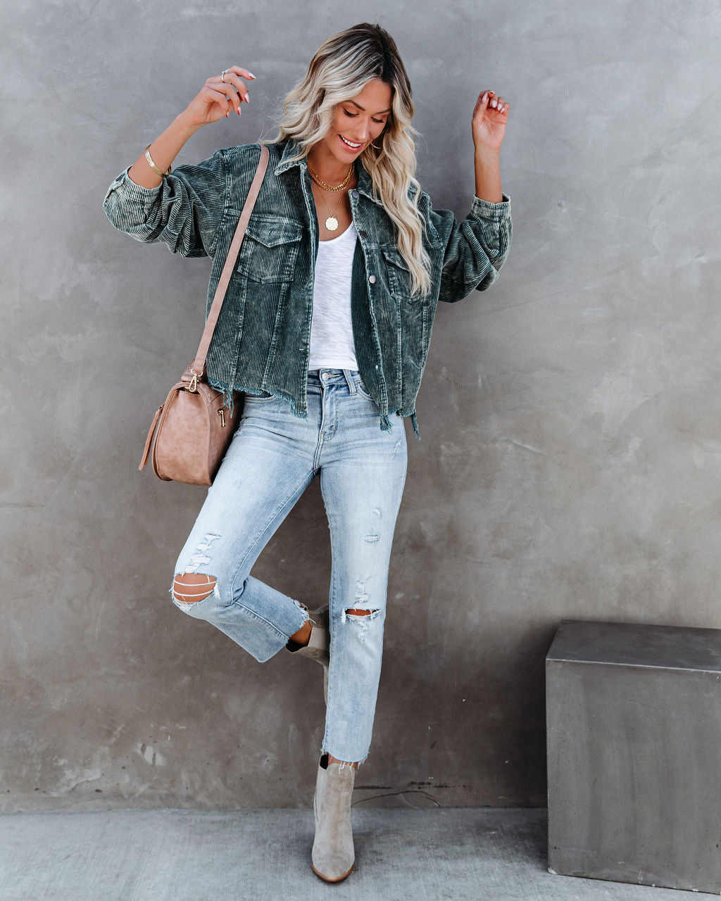 Paddington Distressed Cotton Corduroy Jacket - Hunter Green