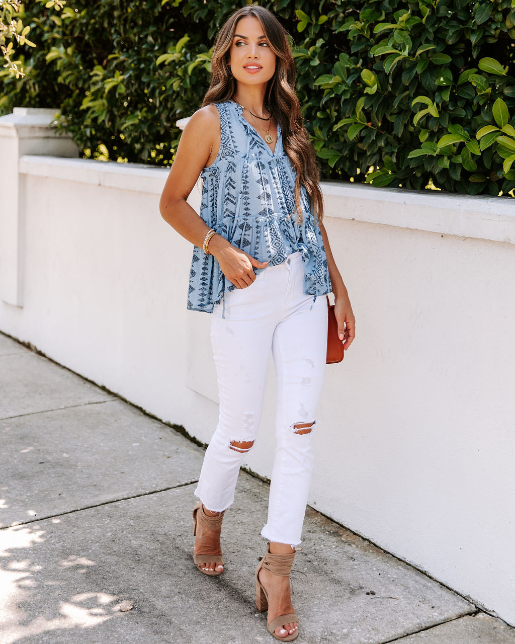 Halona Tiered Babydoll Top - Blue - SALE