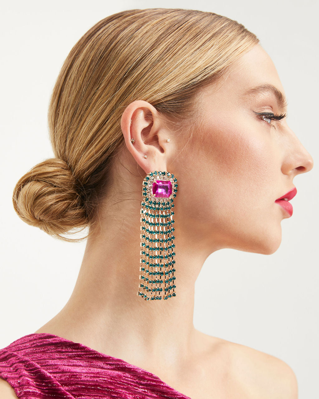 Lindsay Gemstone Fringe Earrings - Multi