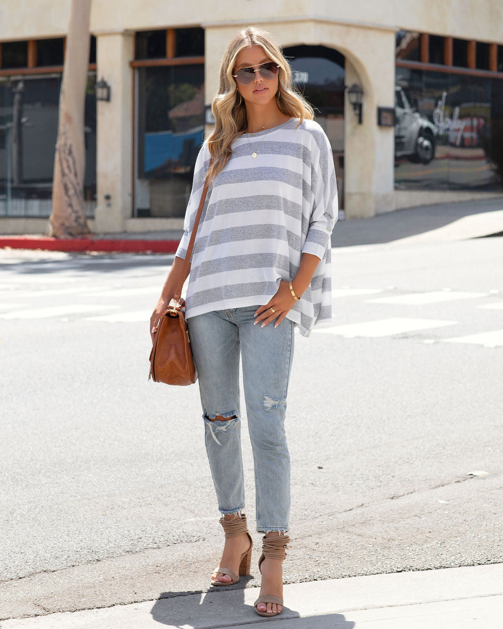 Rugby Club Striped Long Sleeve Top - Grey - SALE