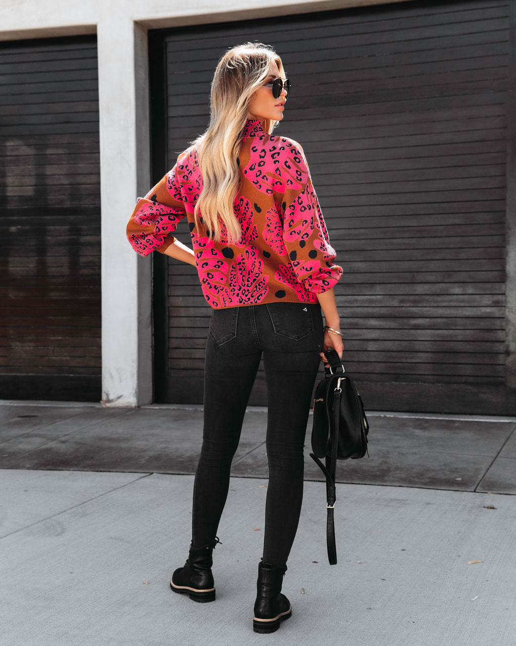 Stand Up Gal Printed Mock Neck Sweater