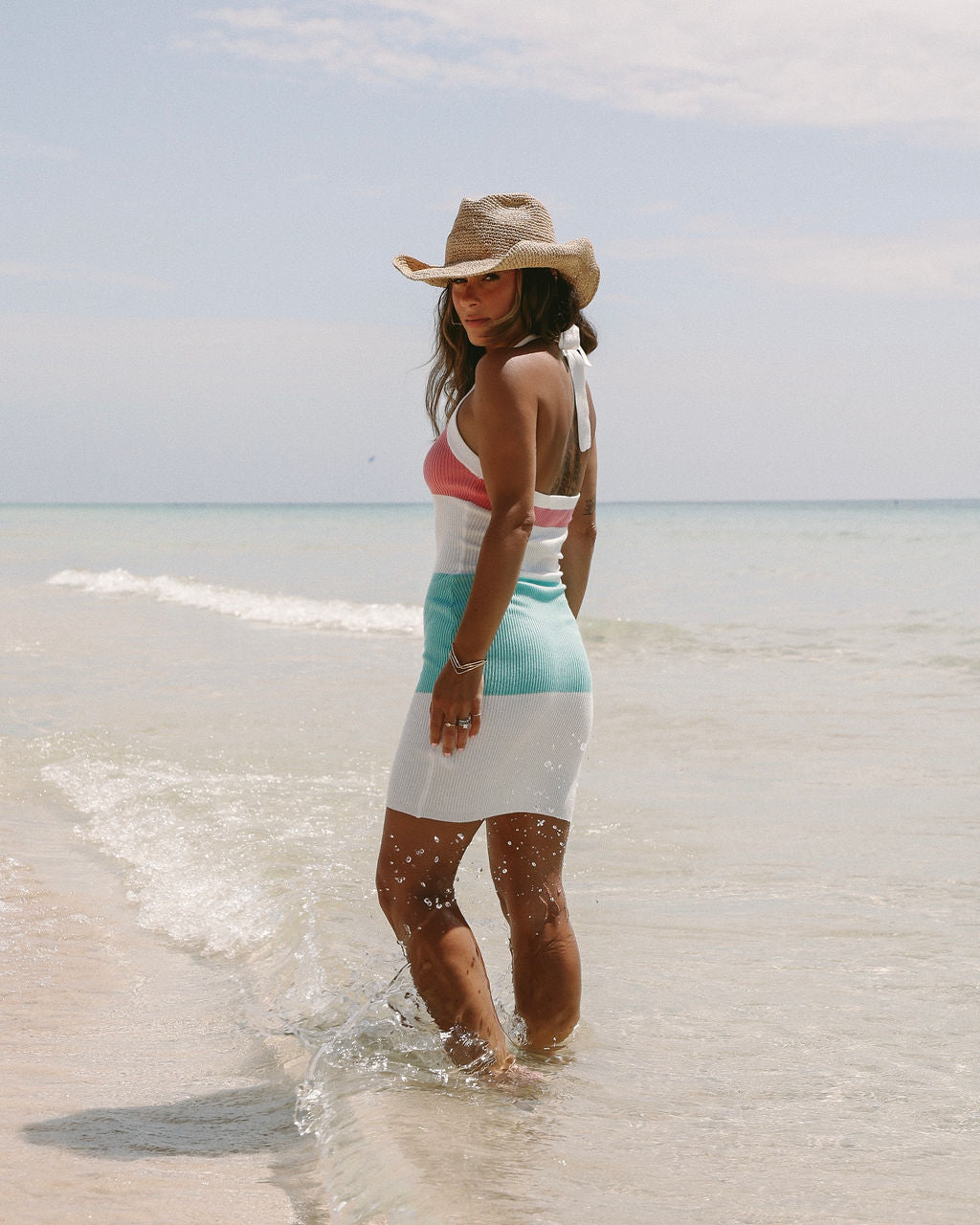 Sunset Shades Halter Ribbed Mini Dress - FINAL SALE