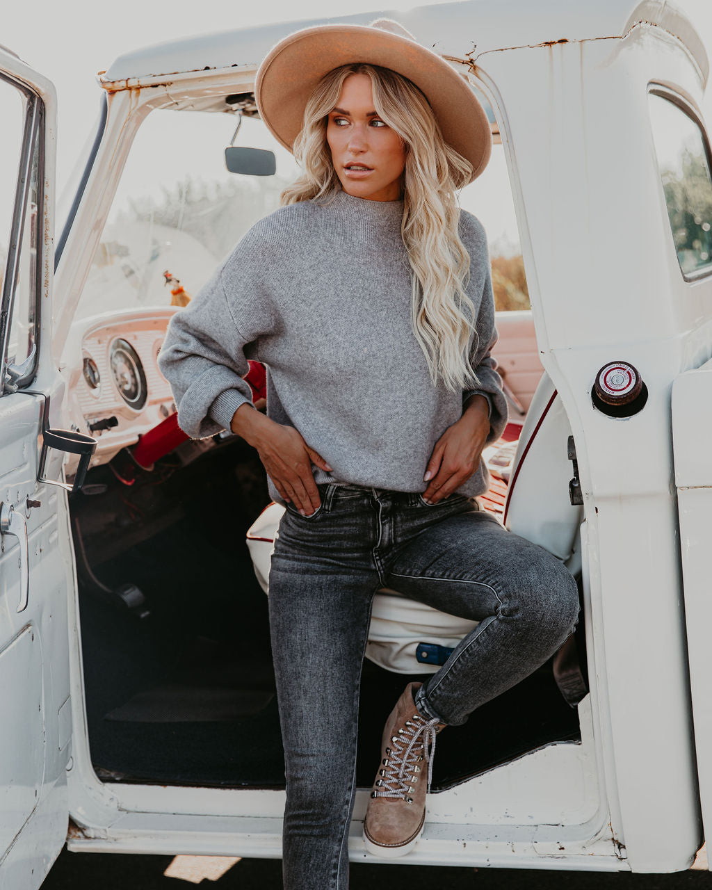 Amsterdam Mock Neck Sweater - Heather Grey