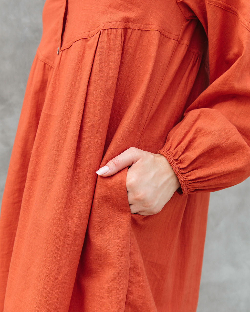 Little Bit Of Spice Pocketed Button Down Shirt Dress - Rust
