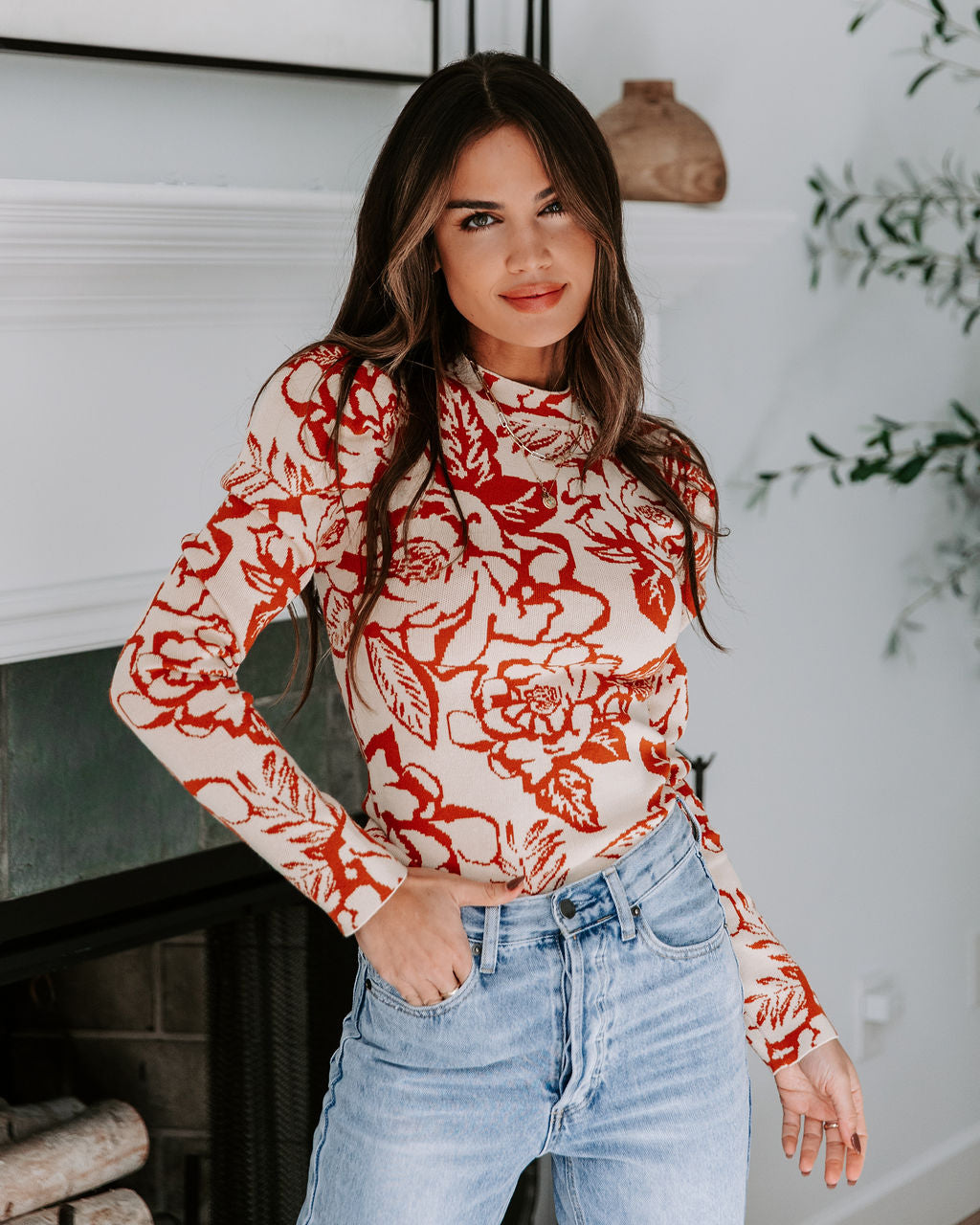 Leandra Floral Knit Long Sleeve Top