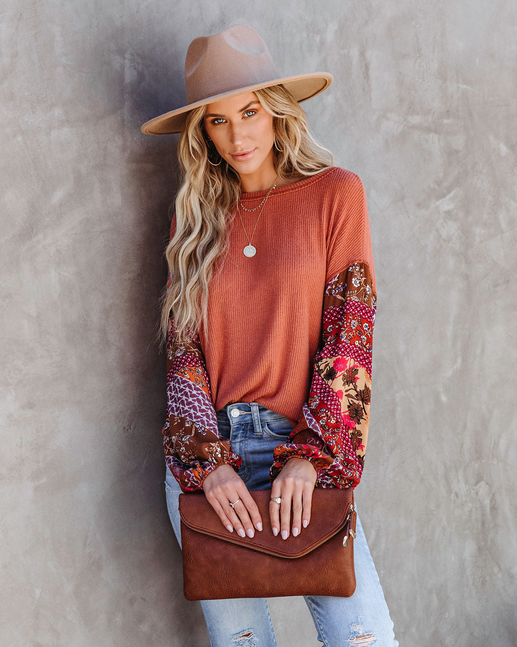 Tanner Ribbed Floral Contrast Top