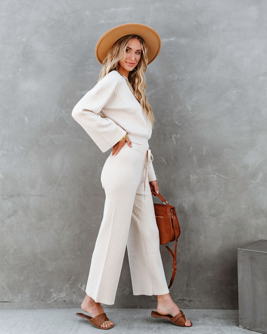 Autumn Splendor Ribbed Knit Crop Top - Beige - FINAL SALE