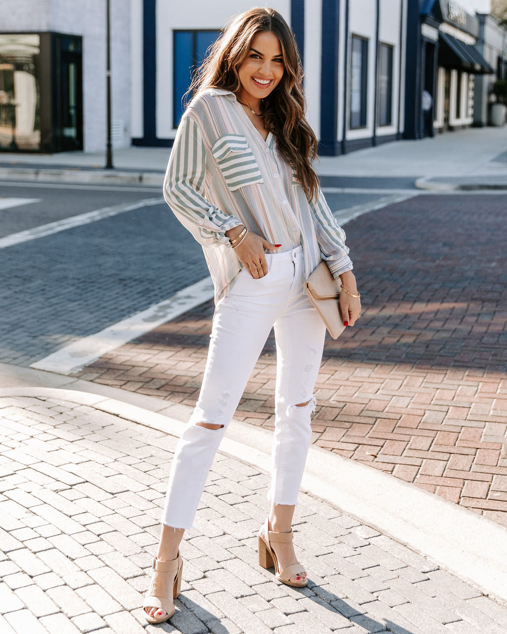 Cultivate Striped Button Down Top