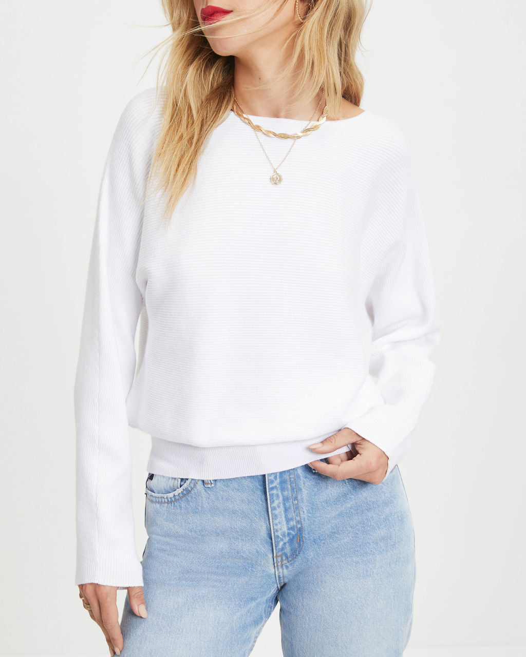 Kerry Ribbed Pullover Sweater - White