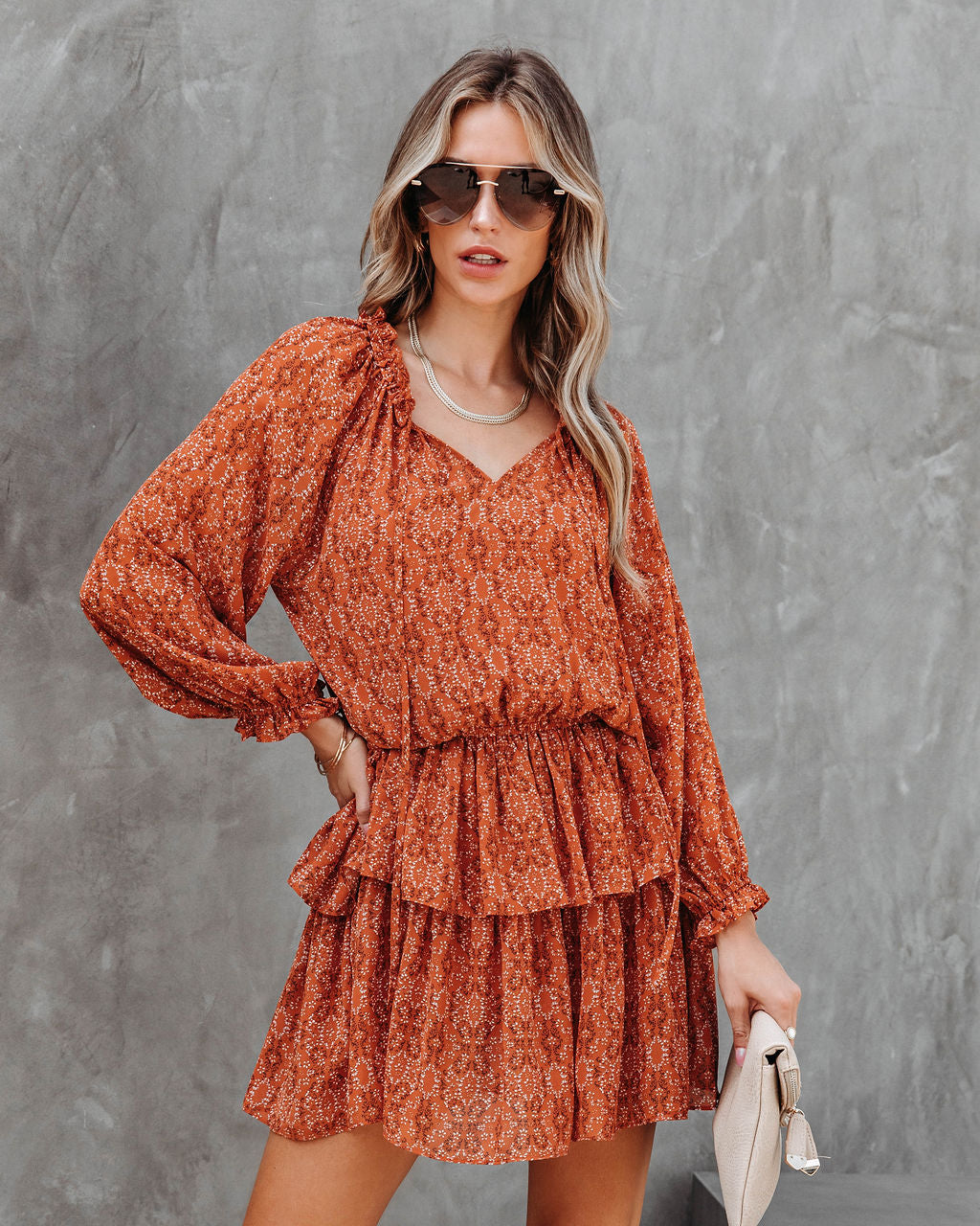 Mason Printed Tiered Mini Dress