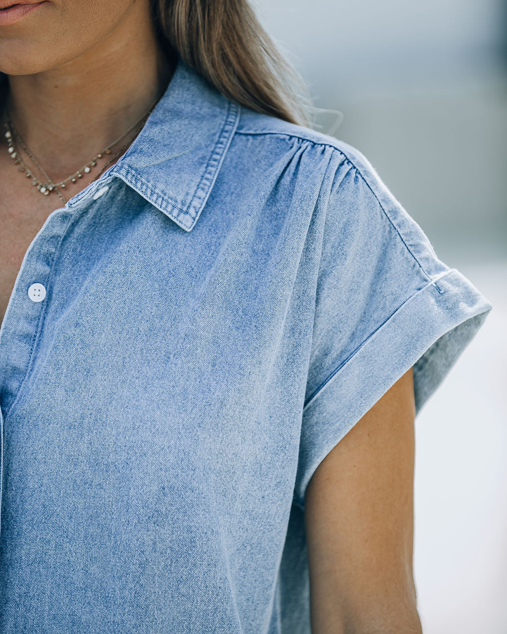 Chelsea Pocketed Denim Button Down Shirt Dress