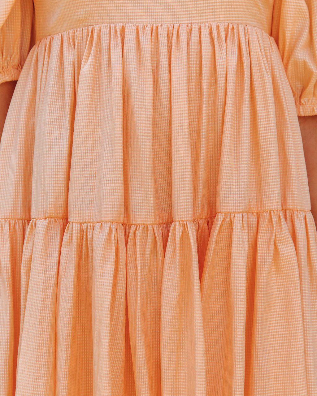 Catch Feels Puff Sleeve Babydoll Mini Dress - Peach - FINAL SALE