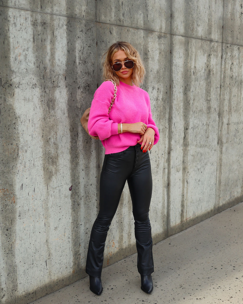 Taytum Knit Pullover Sweater - Bubble Gum Pink