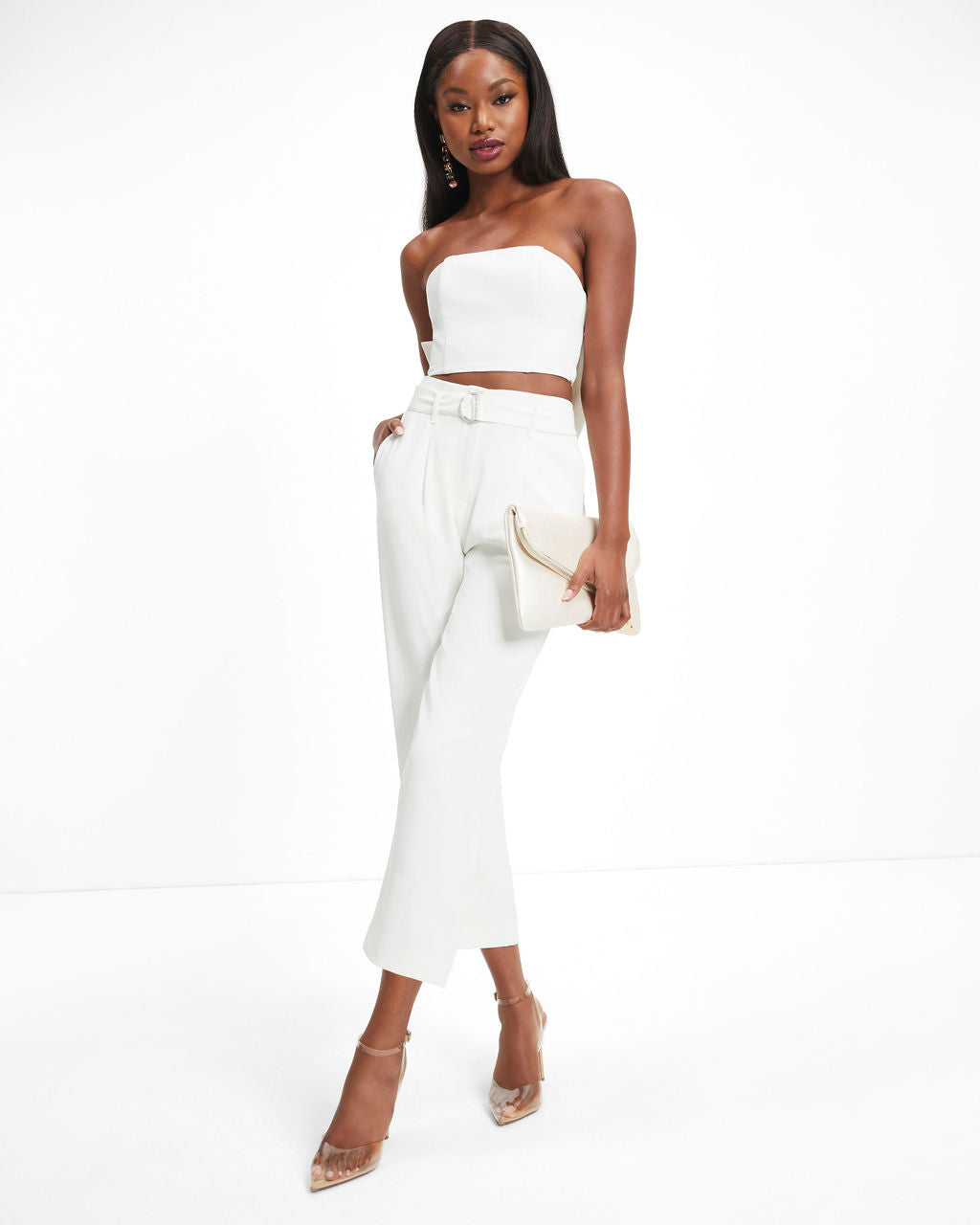 Put A Bow On It Strapless Crop Top - White