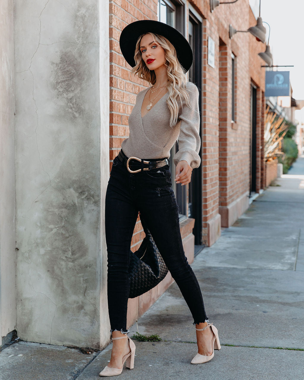 Abbey Drape Knit Sweater - Coffee