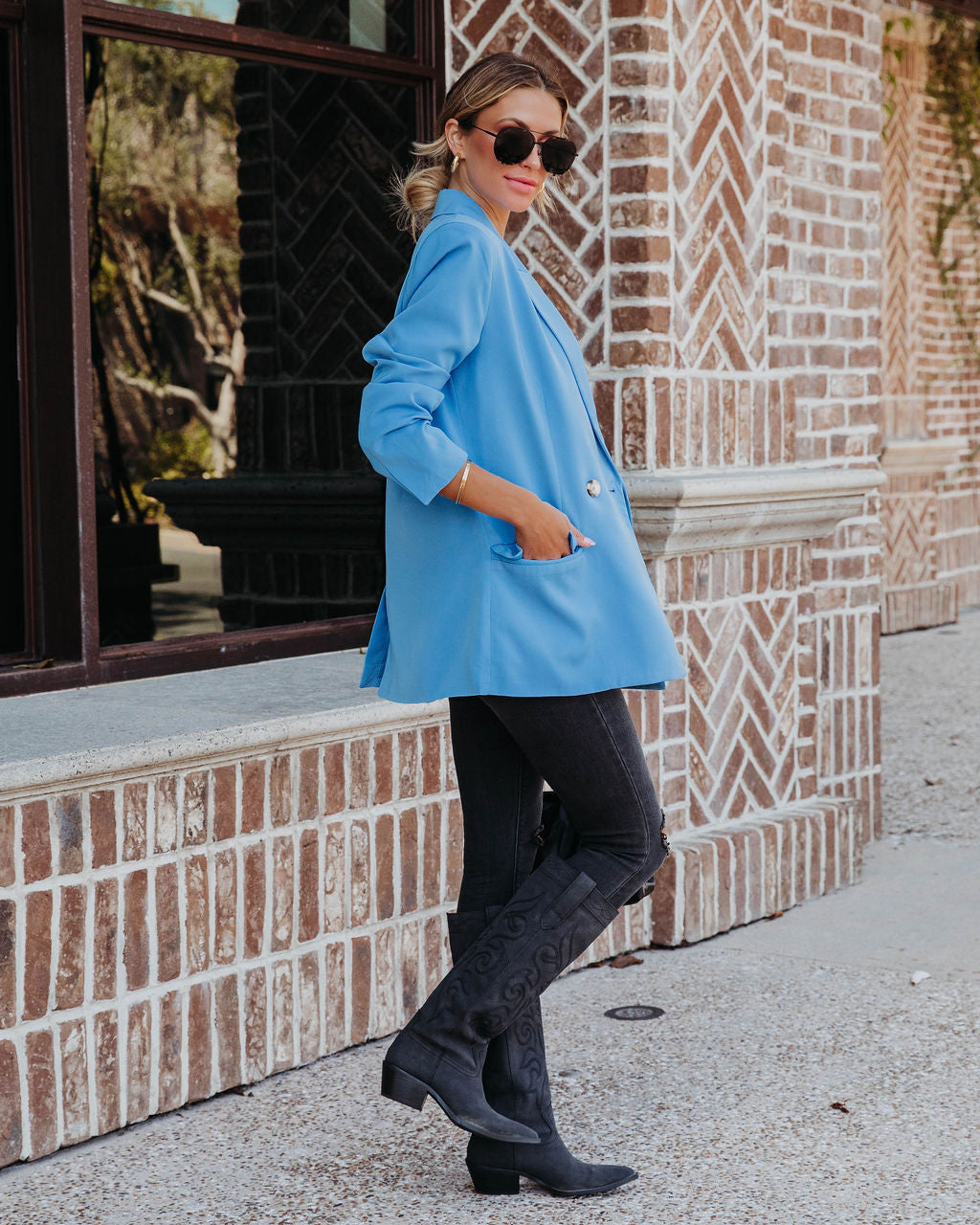 Whinn Pocketed Blazer - Blue - SALE