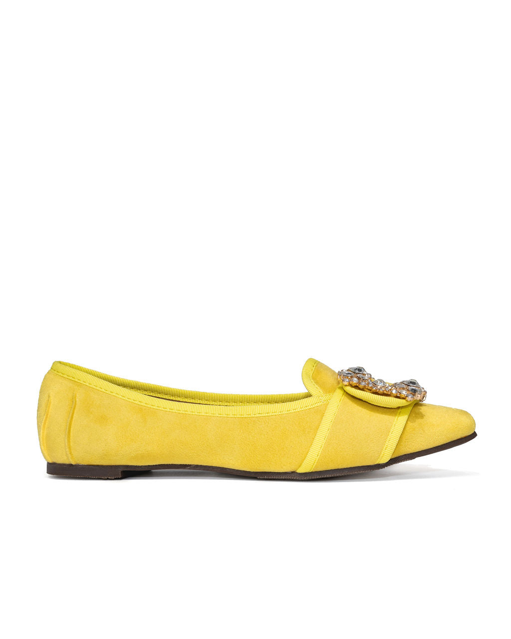 Vanderpump Embellished Faux Suede Flats - Yellow