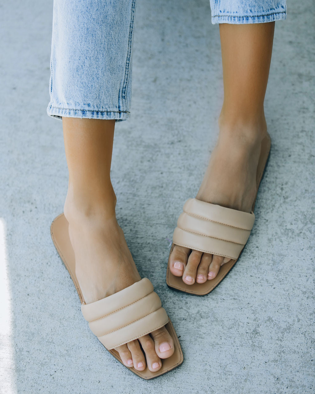 Skye Padded Square Toe Sandal - Nude - FINAL SALE