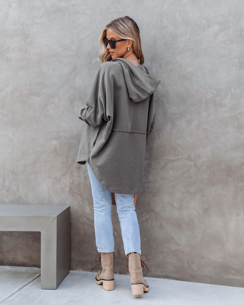 Tripp Pocketed Hooded Cardigan - Charcoal