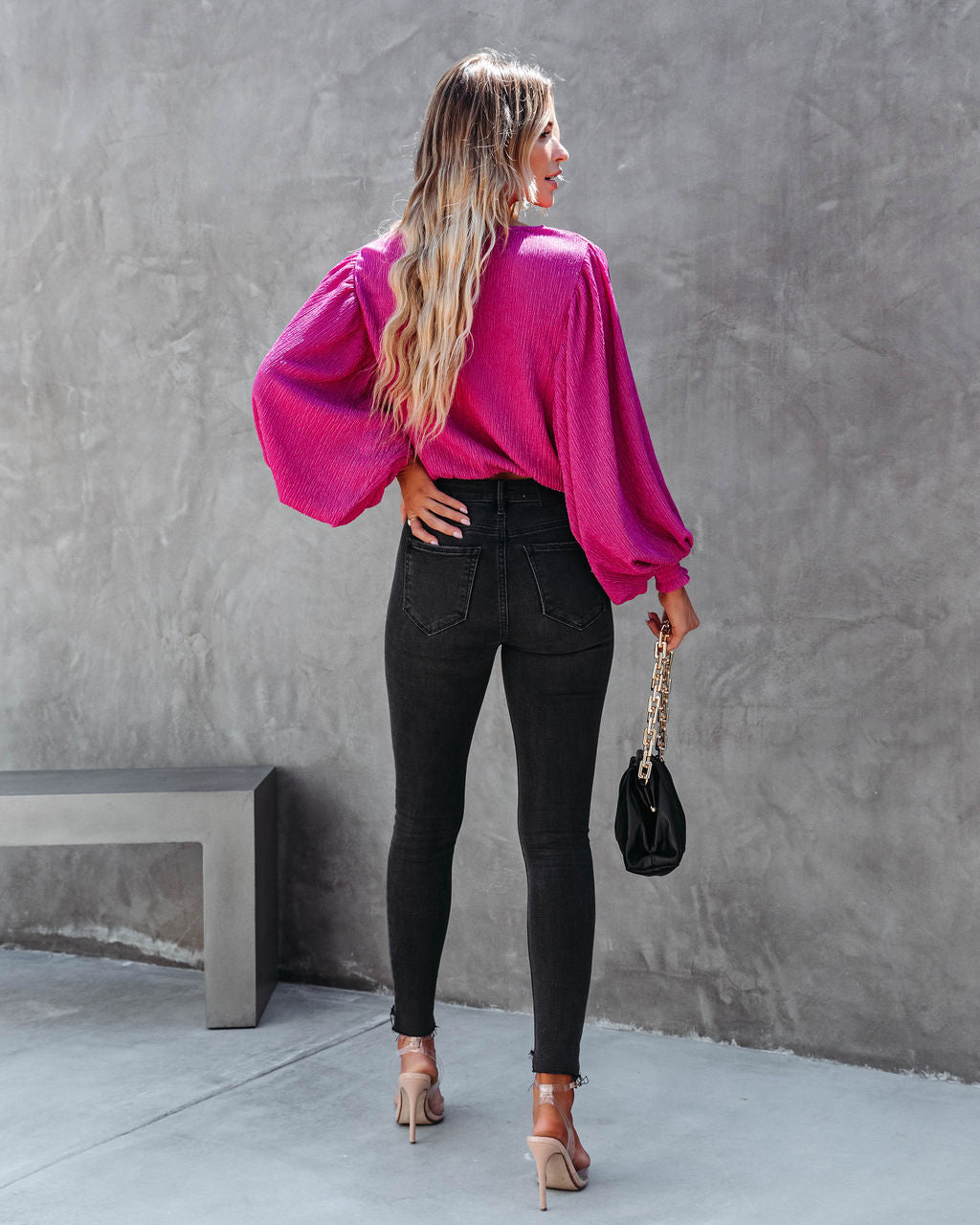 Fantasia Textured Drape Top - Berry