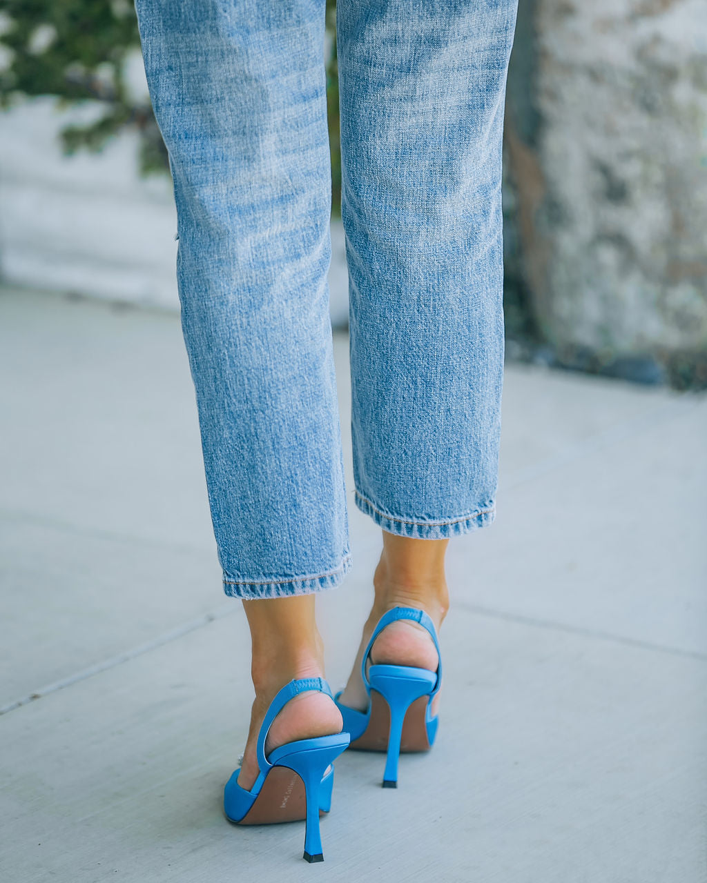 Hello Lover Satin Embellished Slingback Heel - Blue - FINAL SALE