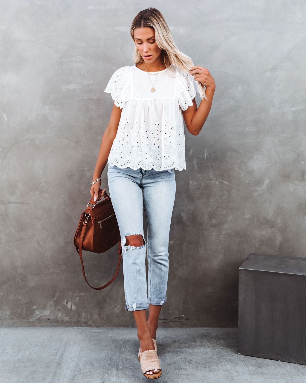 Persephone Cotton Eyelet Babydoll Top - FINAL SALE