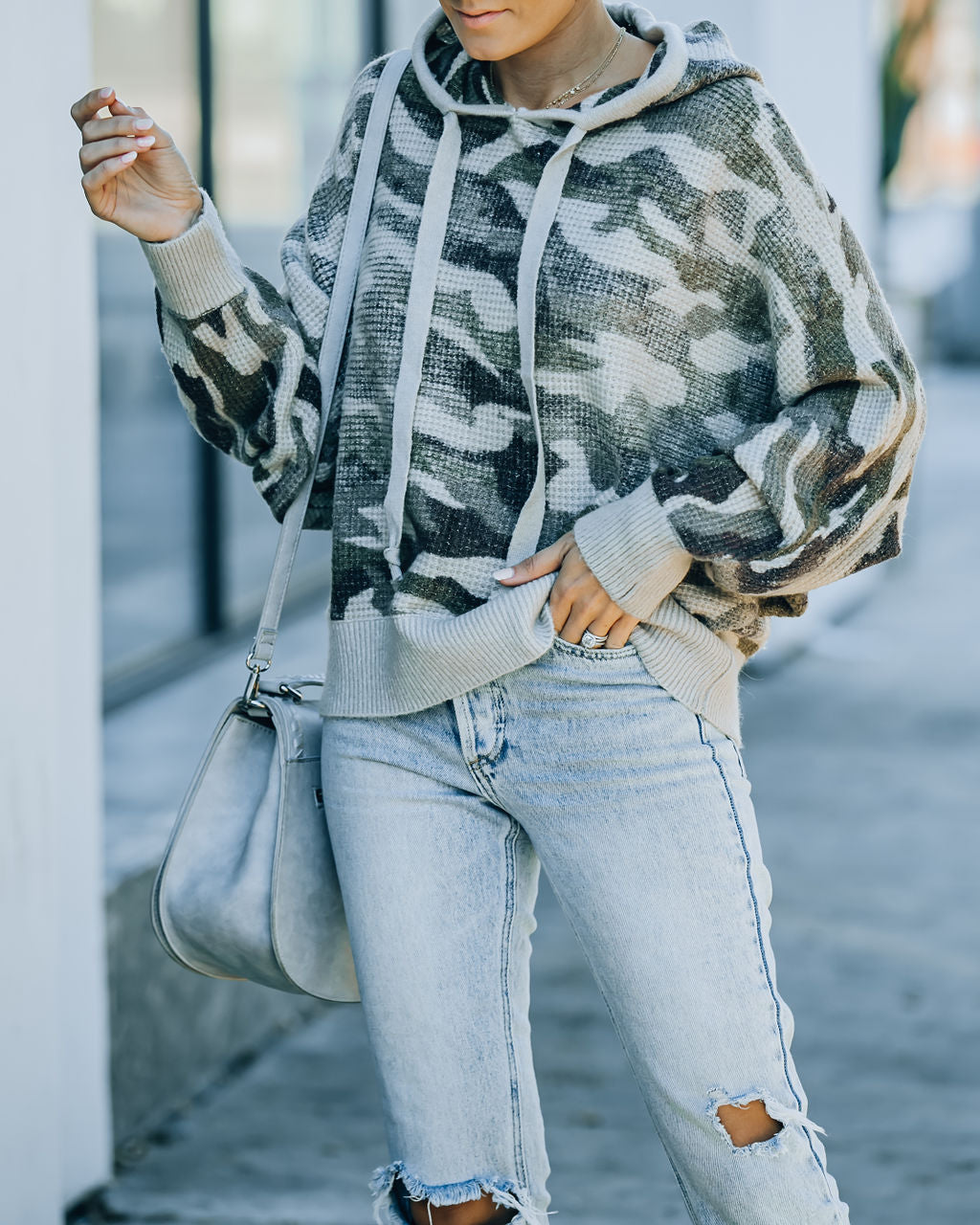 Brent Hooded Thermal Camo Sweater - SALE