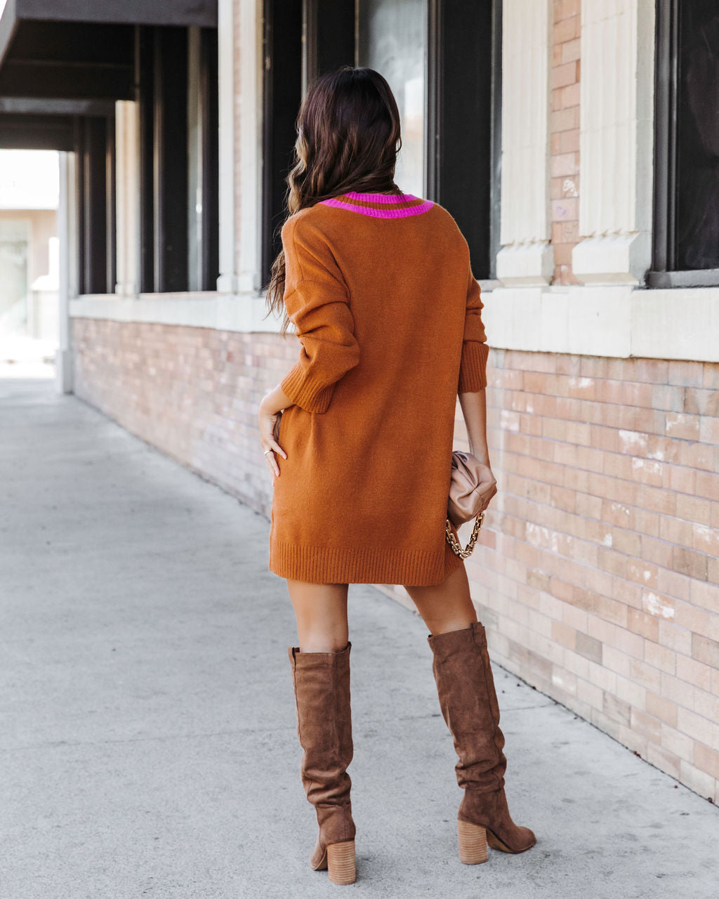 Rockefeller Center Knit Sweater Dress - Caramel