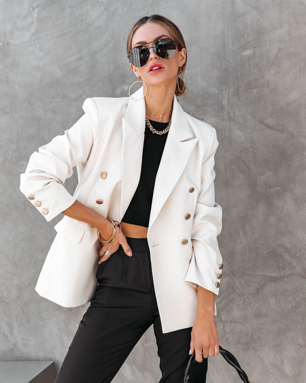 Portia Pocketed Blazer - Cream