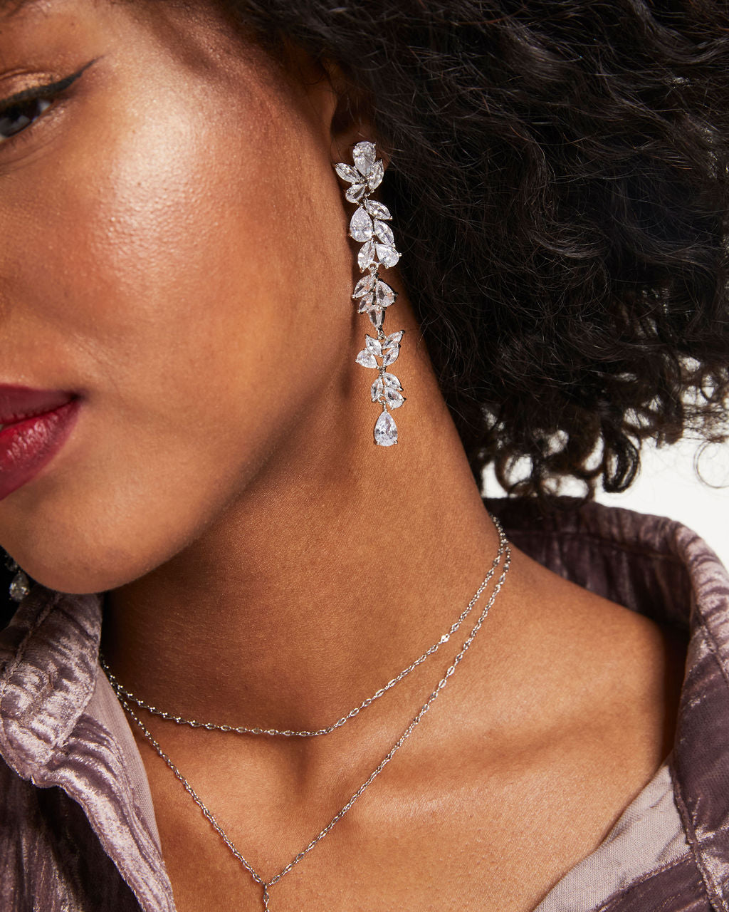 Wishing And Hoping Crystal Drop Earrings - Silver