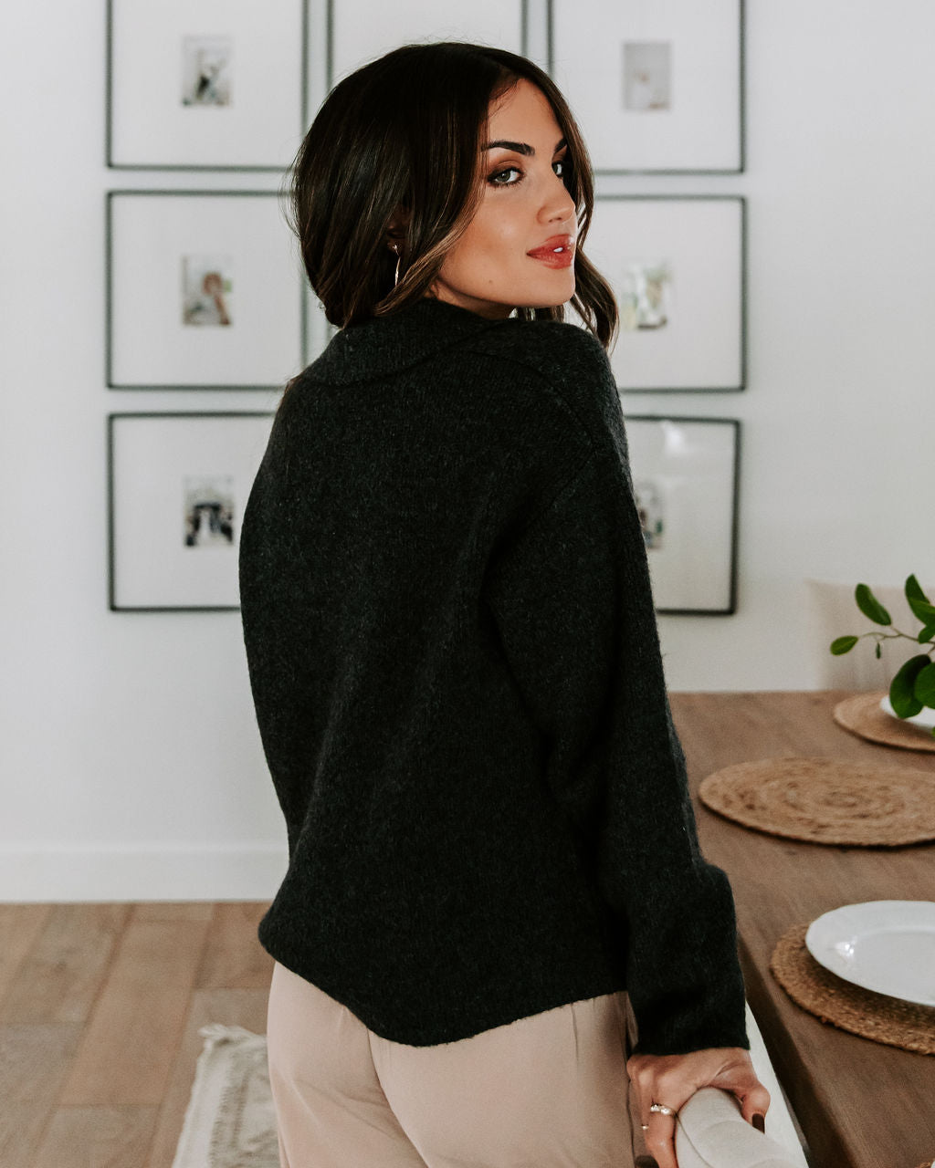 After Dinner Stroll Pocketed Cardigan - Charcoal