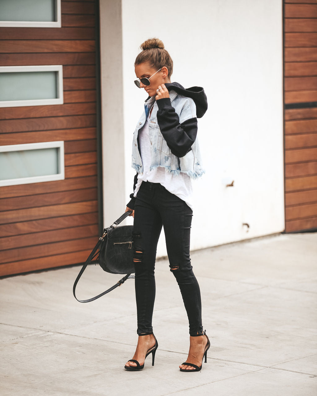 Maxed Out Denim Contrast Hooded Jacket