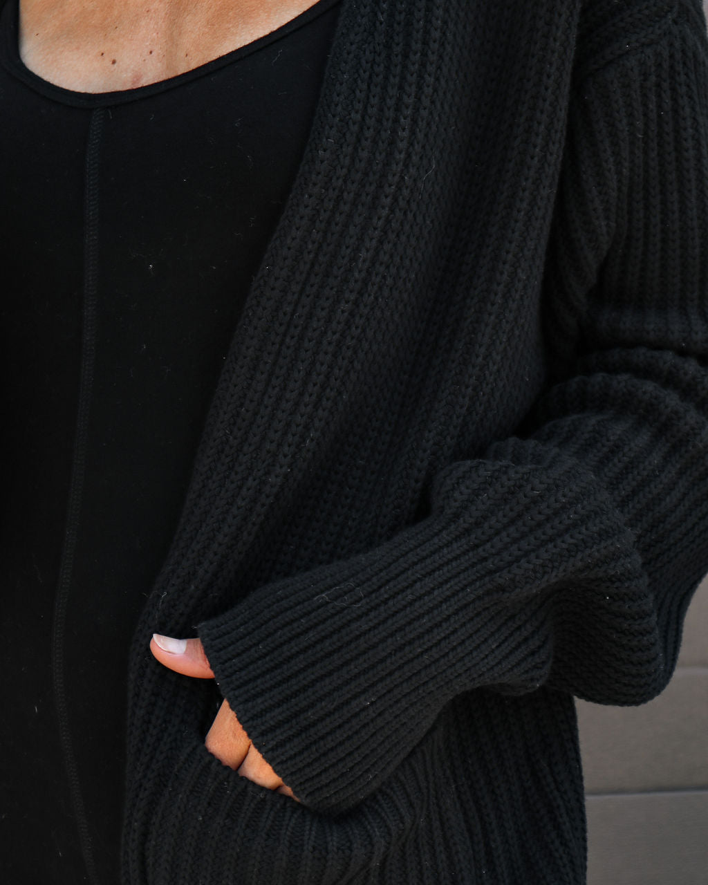 Sinclaire Cotton Pocketed Cardigan - Black