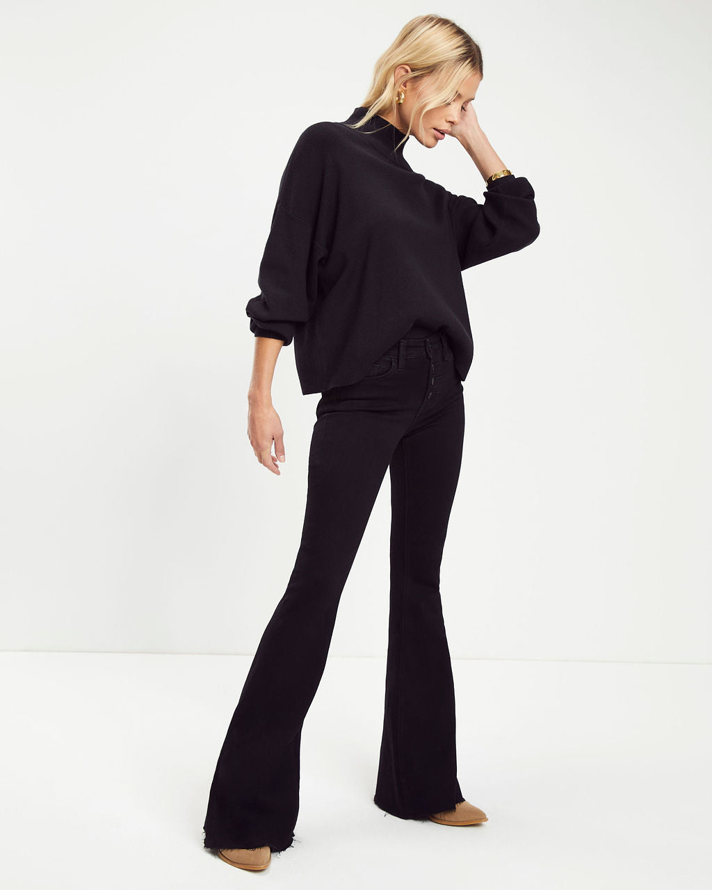 Parkin Mock Neck Knit Sweater - Black