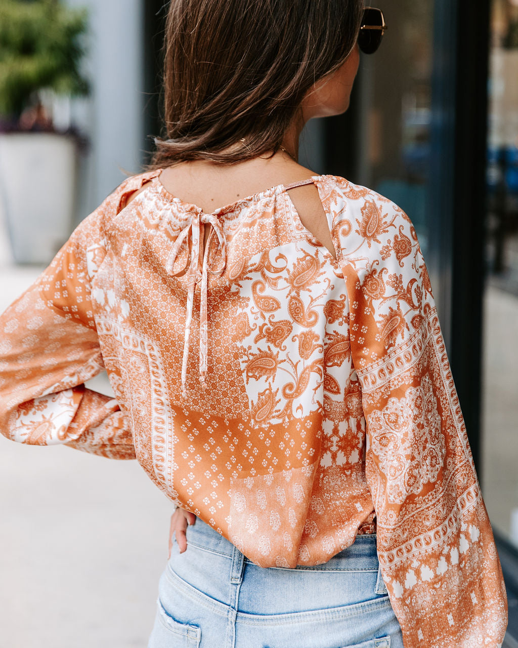 Donna Printed Cutout Top - Clay - FINAL SALE