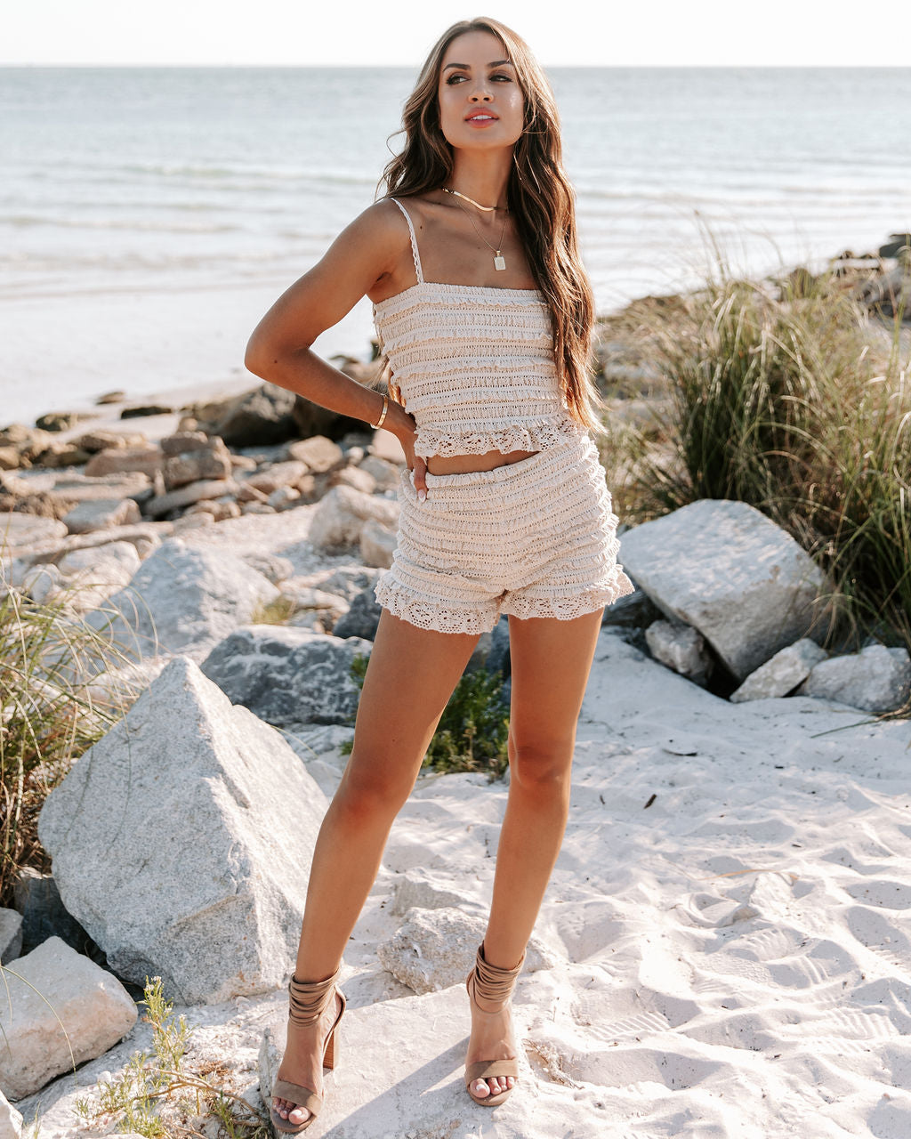 Cami Crochet Crop Top - Natural - FINAL SALE