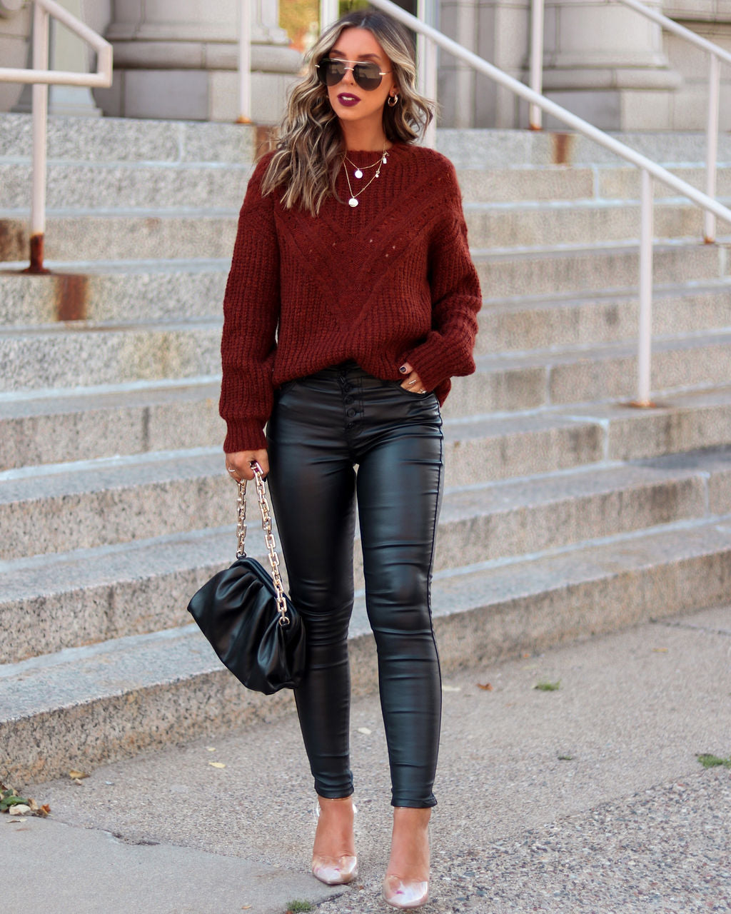 Chiara Knit Pullover Sweater - Chestnut