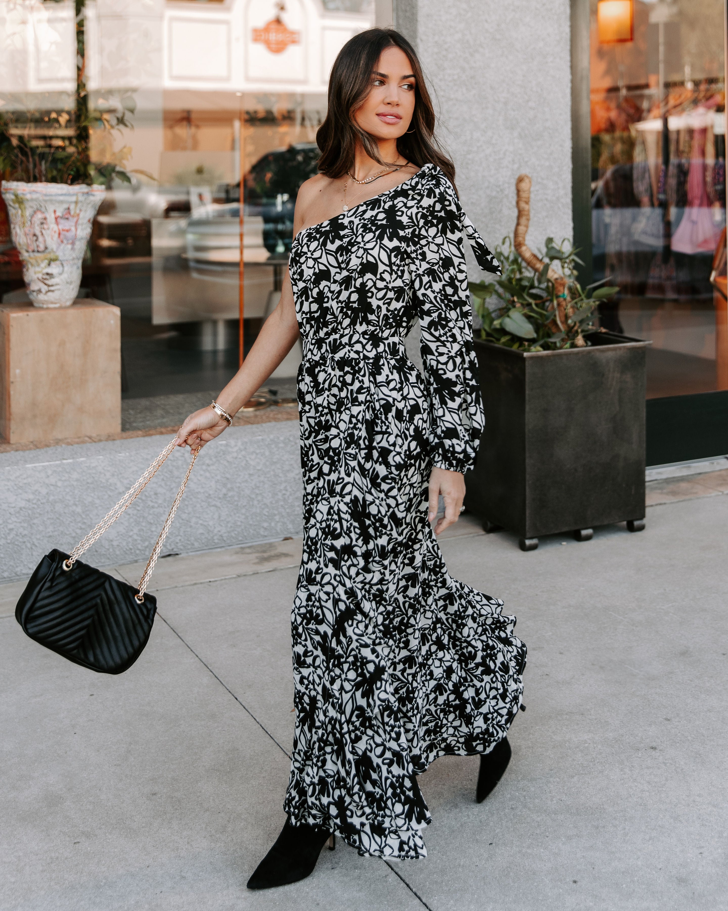 Marbella Floral One Shoulder Maxi Dress