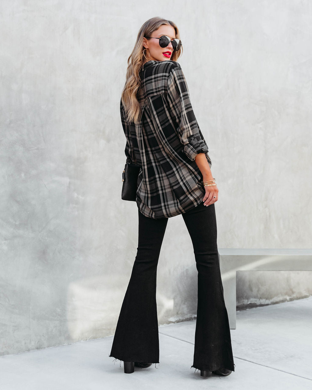 Seattle Plaid Button Down Top