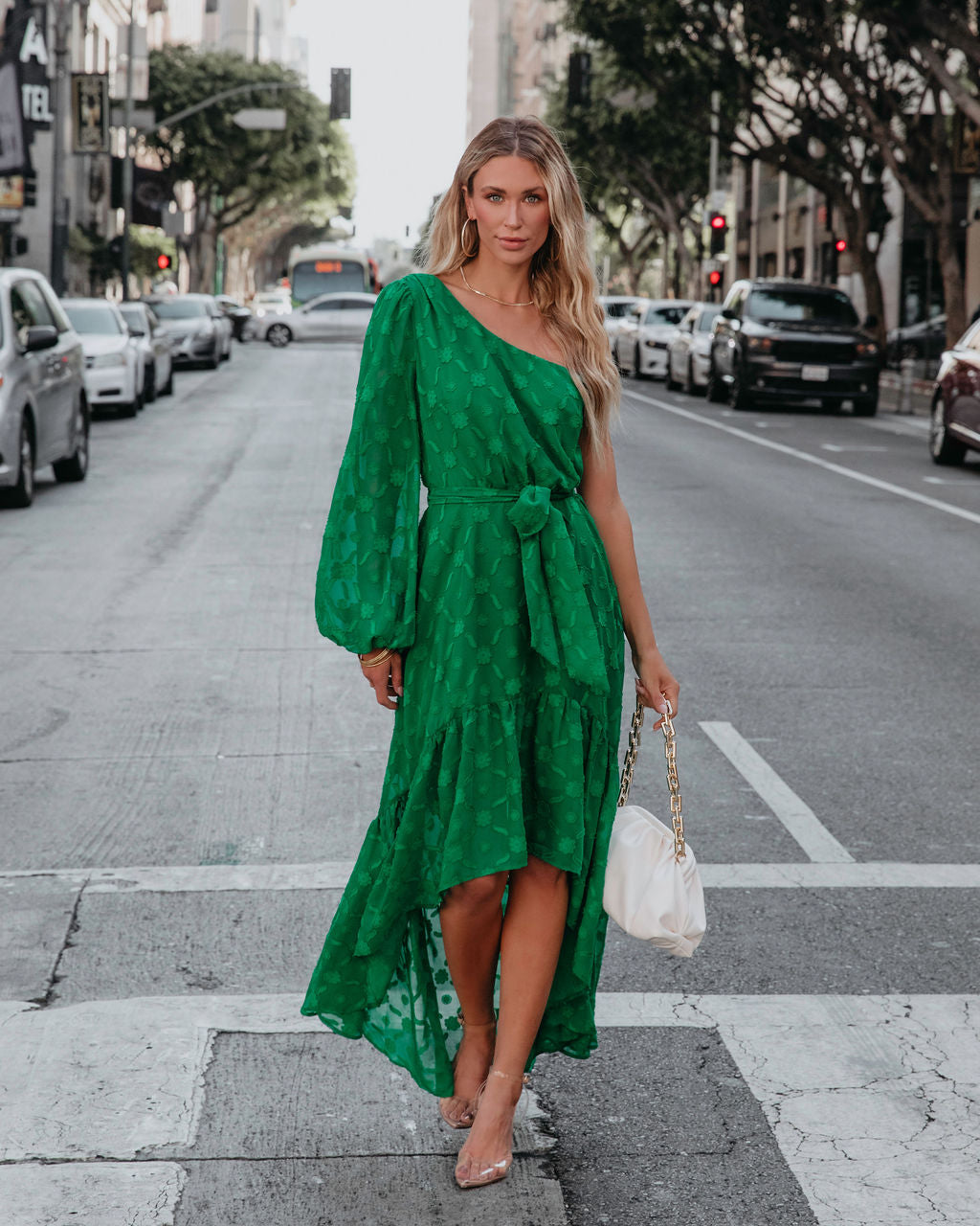 New Kind Of Love One Shoulder Ruffle Maxi Dress - Green