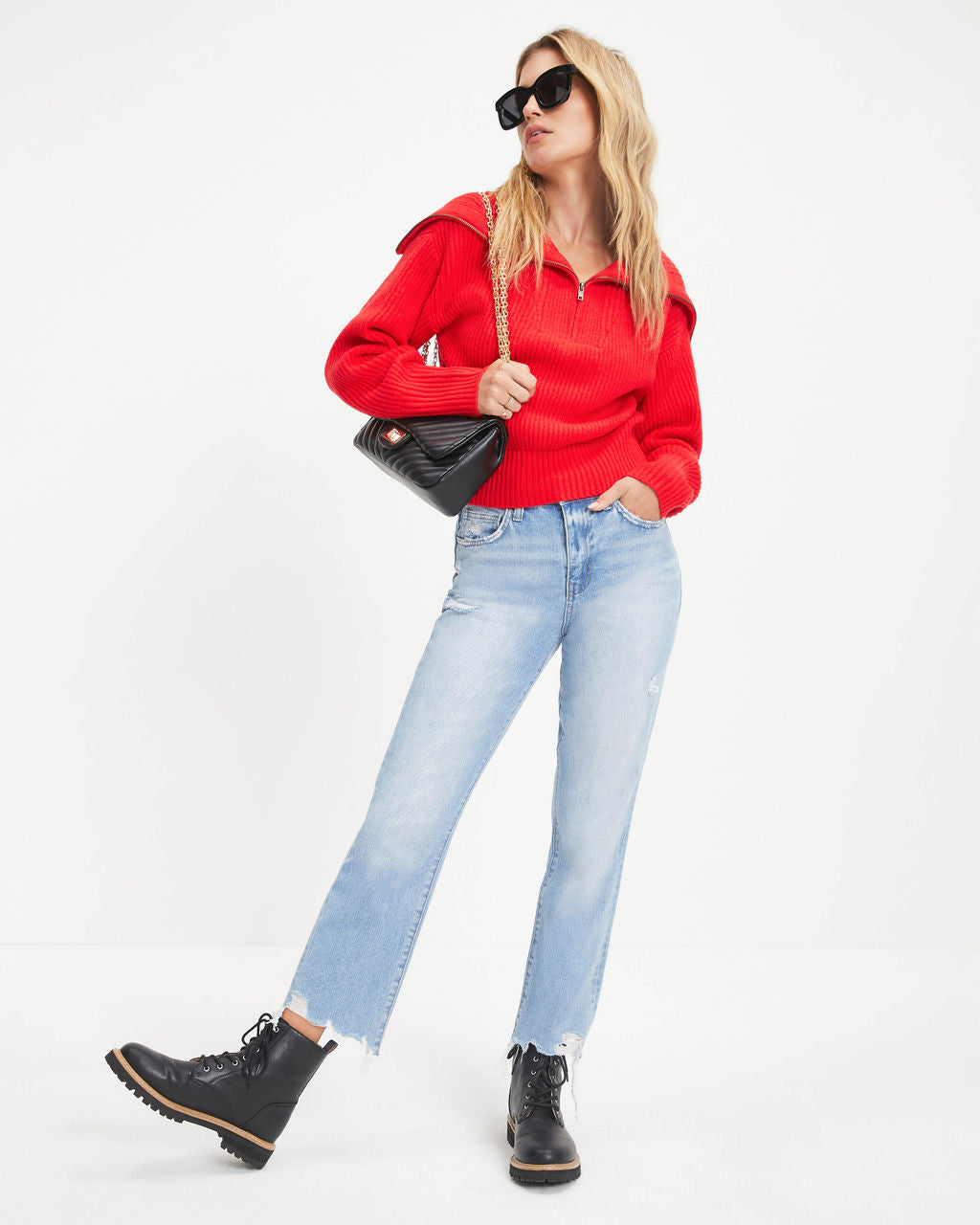 We Love It Half Zip Pullover Sweater - Red