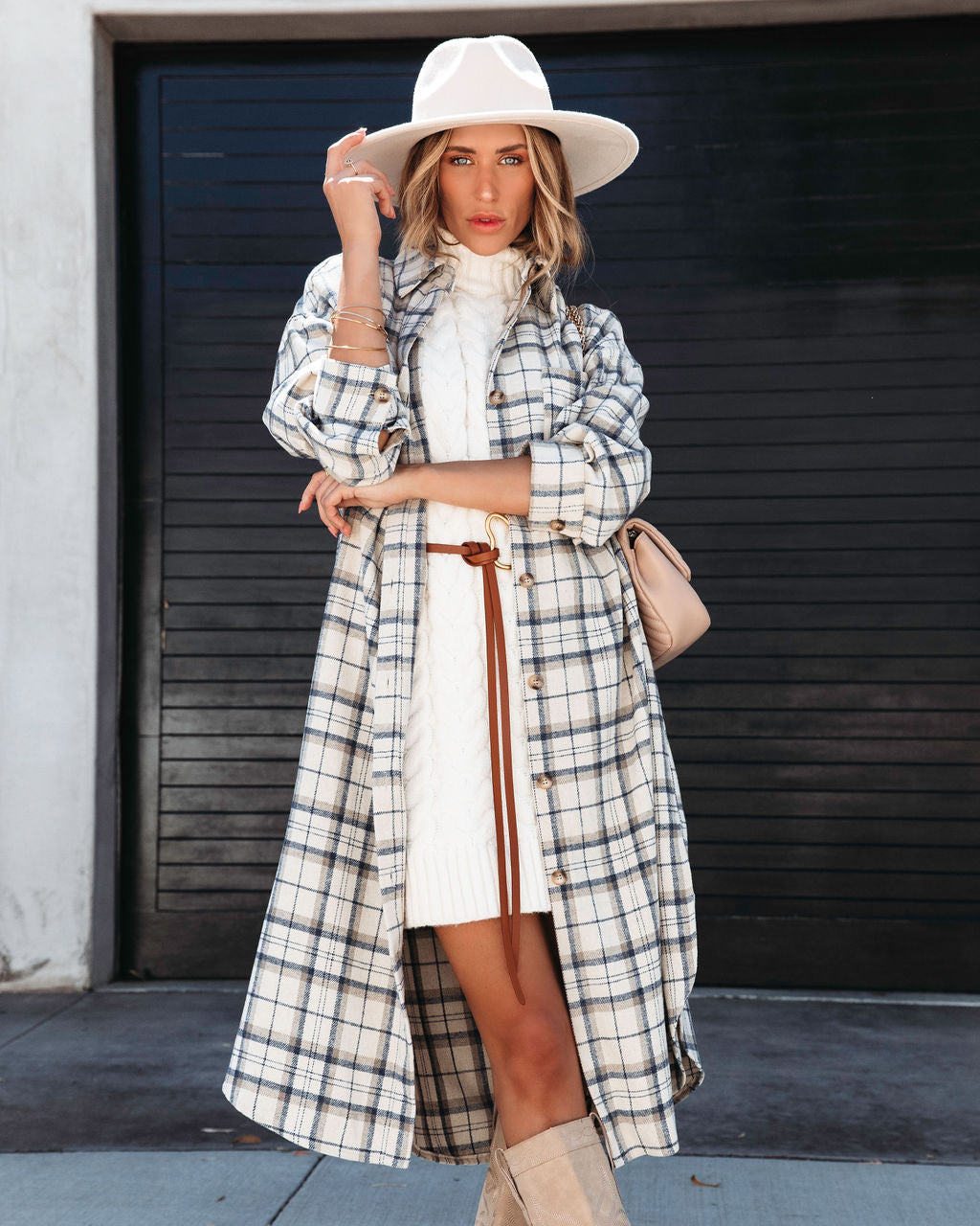 Fall Plaid Vibes Long Line Jacket