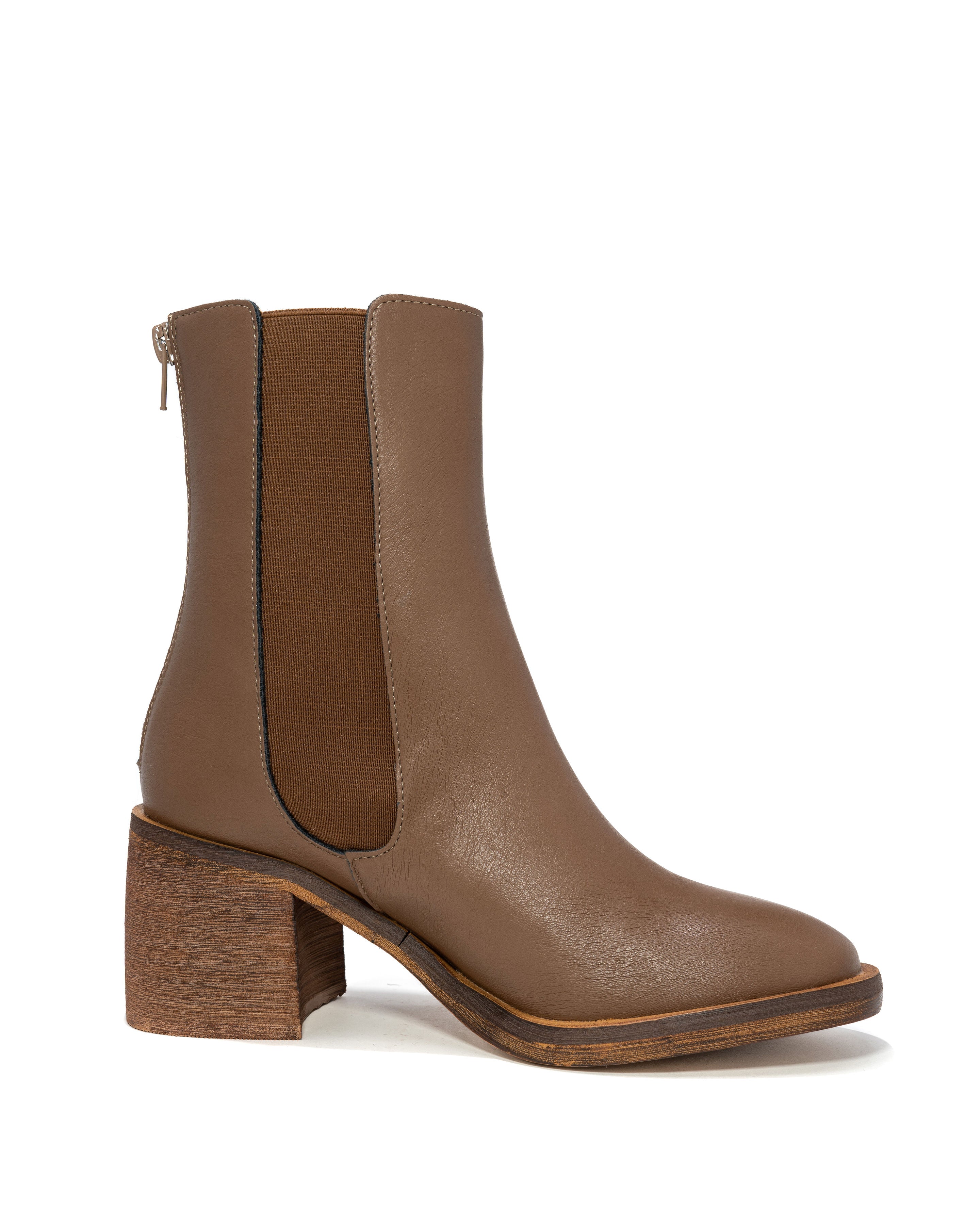 Olivia Faux Leather Bootie - Chocolate