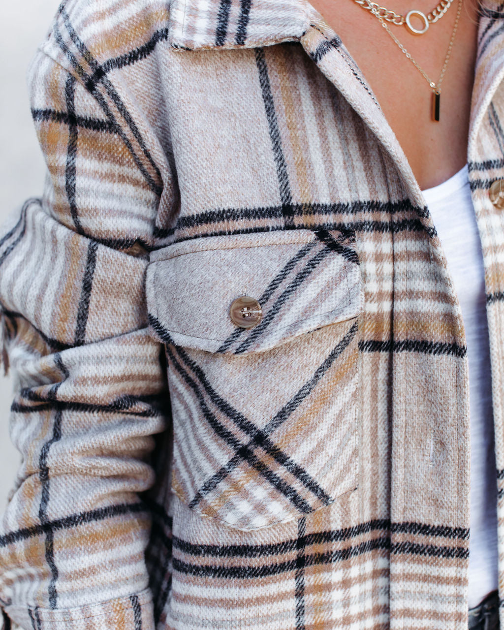 Give Thanks Pocketed Fringe Plaid Coat
