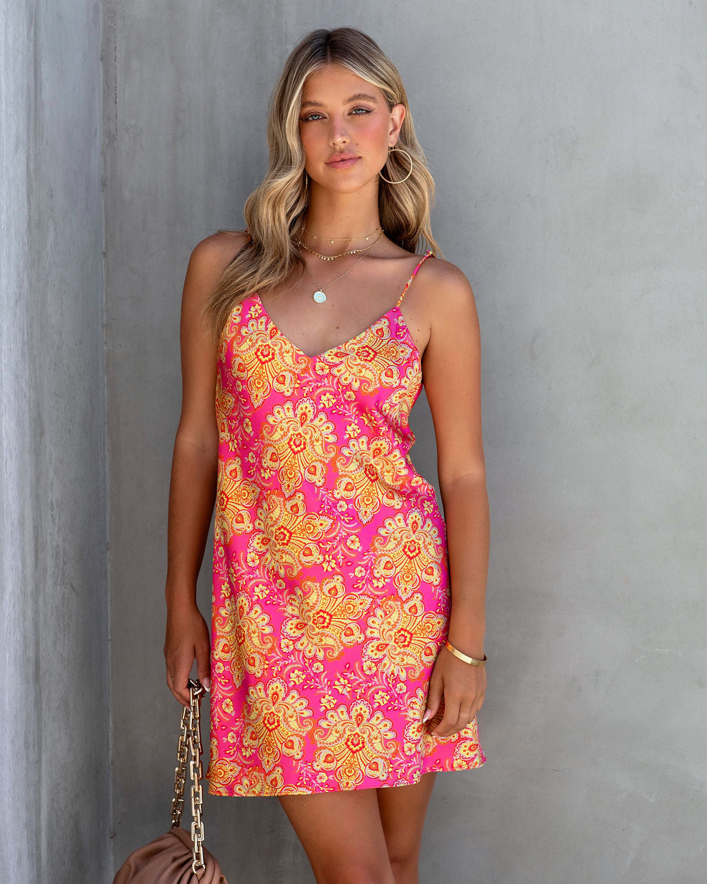 Ambitious Women Retro Paisley Satin Slip Mini Dress - FINAL SALE