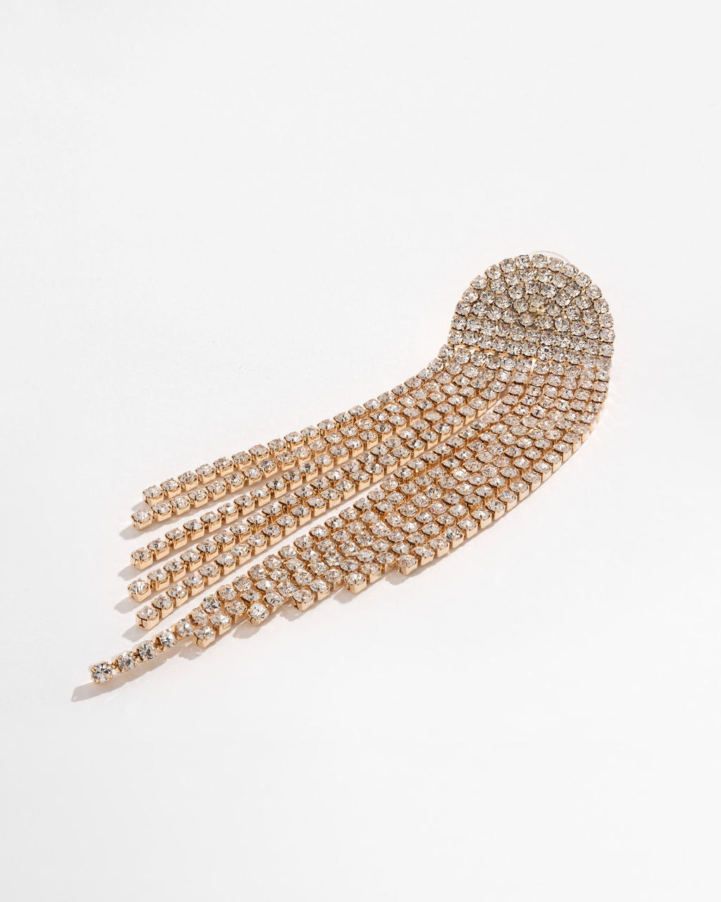 Complete My Circle Rhinestone Fringe Drop Earrings - Gold