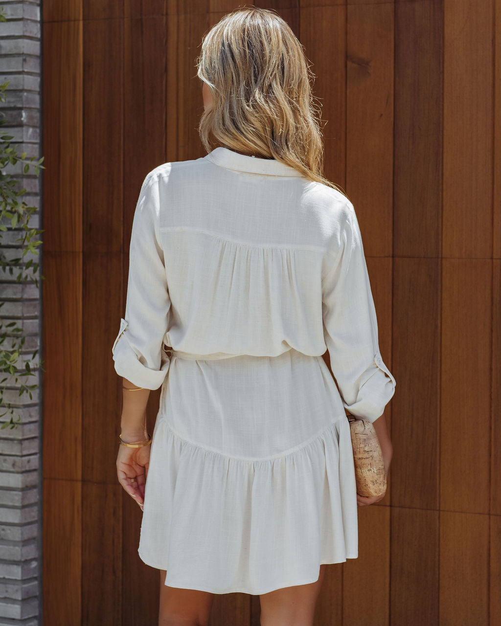 Magellan Pocketed Button Down Shirt Dress - Off White - FINAL SALE